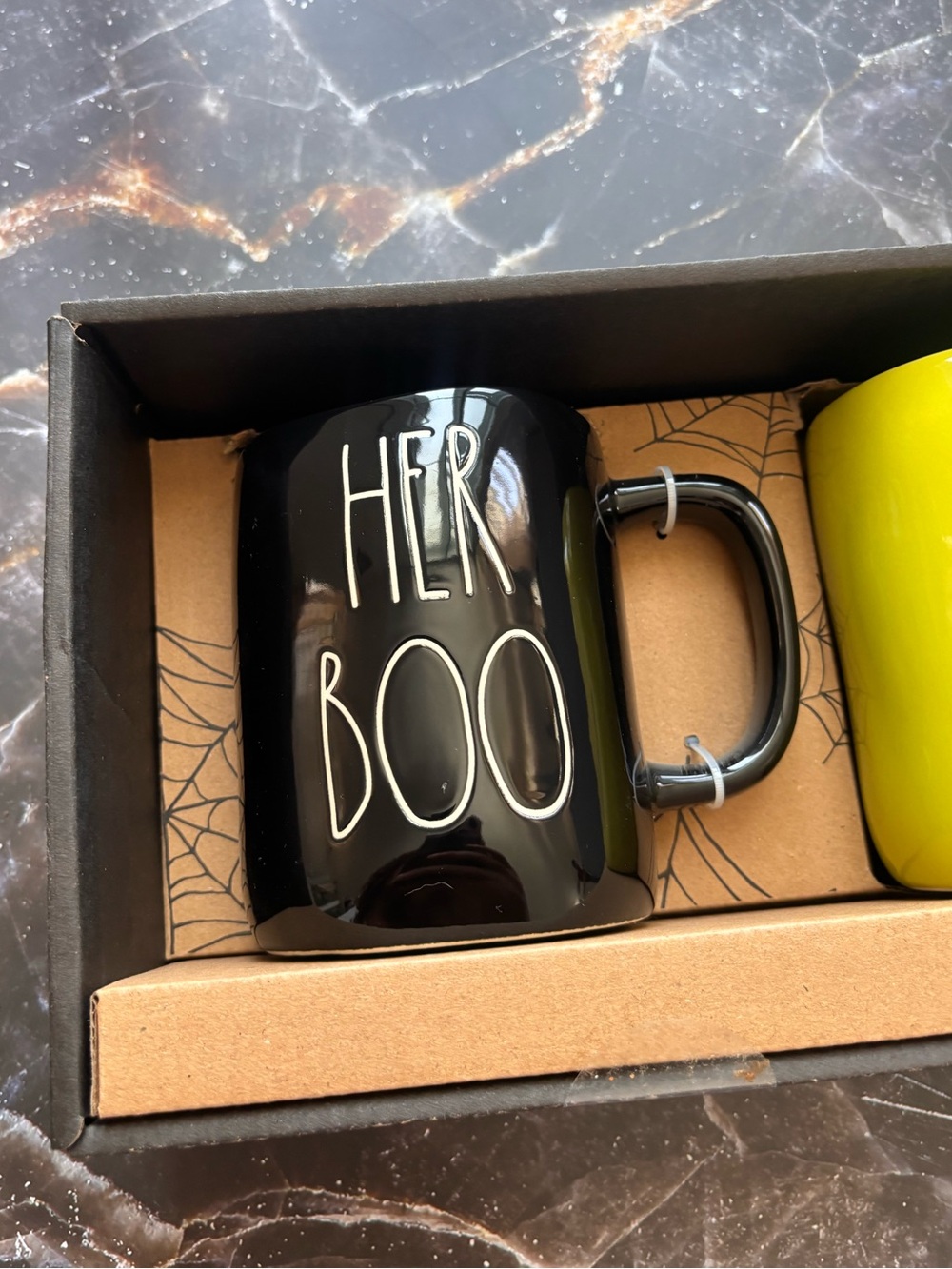 Rae Dunn 3-piece Ceramic Halloween Mug HER BOO, HIS WITCH, OUR LITTLE PUMPKIN - Picture 2 of 6